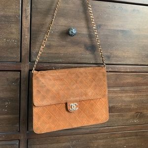 Chanel vintage suede flap bag